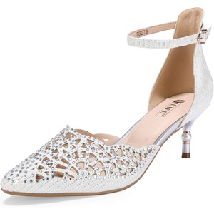 image:imageIDIFU Womens IN2 Candice Wedding Rhinestones Sequins Low Kitten Heels Pumps Dress Evening Shoes for Women Bridal BrideWhite