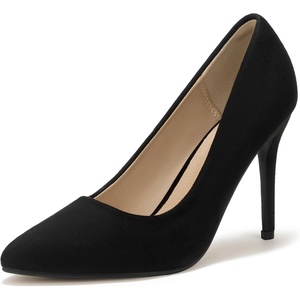 image:imageIDIFU Womens IN4 Classic Pointed Toe High Heels Pumps Wedding Dress Office ShoesBlack Suede
