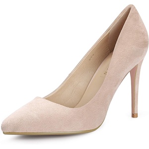 image:imageIDIFU Womens IN4 Classic Pointed Toe High Heels Pumps Wedding Dress Office ShoesNude Suede