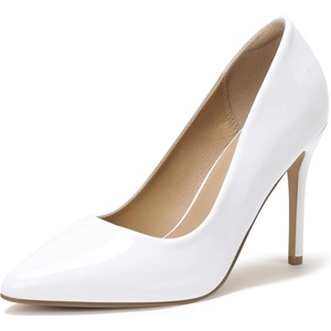 image:imageIDIFU Womens IN4 Classic Pointed Toe High Heels Pumps Wedding Dress Office ShoesWhite Patent