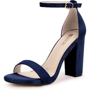 image:imageIDIFU Womens IN4 CookieHI Chunky High Heel Sandals Open Toe Ankle Strap Wedding Bridal Prom Dress Shoes For Women Bride BridesmaidBlue Suede