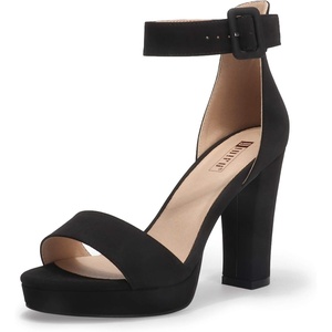 image:imageIDIFU Womens IN4 Sabrina Platform Chunky High Heels Ankle Strap Heeled Sandals Wedding Party Dress ShoesBlack Nubuck