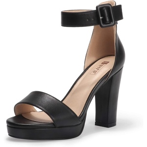 image:imageIDIFU Womens IN4 Sabrina Platform Chunky High Heels Ankle Strap Heeled Sandals Wedding Party Dress ShoesBlack Pu