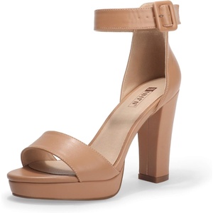 image:imageIDIFU Womens IN4 Sabrina Platform Chunky High Heels Ankle Strap Heeled Sandals Wedding Party Dress ShoesNude Pu