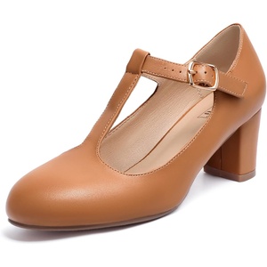 image:imageIDIFU Womens Pumps Dress Shoes for Women Mary Jane Low Chunky Closed Toe TStrap Womens Dress Shoes Wedding Shoes for Bride Black Nude Silver Heels for WomenNude Pu