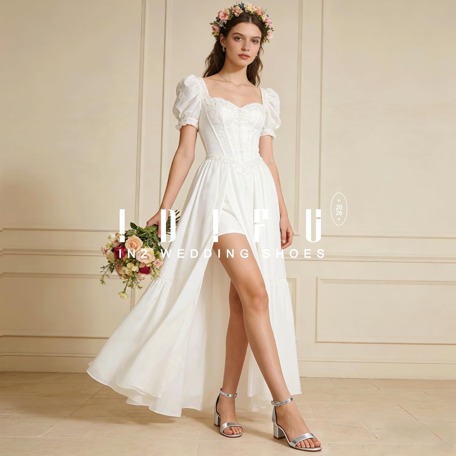 image:imageIDIFU Womens CookieLO Low Block Heels Chunky Sandals Ankle Strap Wedding Dress Pump ShoesSilver Pu