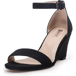 image:imageIDIFU Womens Classic Wedge Heels Sandals 3 Inch Ankle Strap Open Toe Evening Dress Wedding ShoesBlack Nubuck