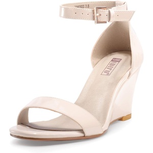 image:imageIDIFU Womens Classic Wedge Heels Sandals 3 Inch Ankle Strap Open Toe Evening Dress Wedding ShoesNude Patent