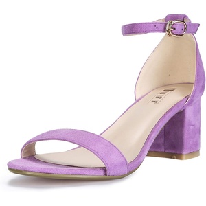 image:imageIDIFU Womens CookieLO Low Block Heels Chunky Sandals Ankle Strap Wedding Dress Pump ShoesCookielo Lavender Suede