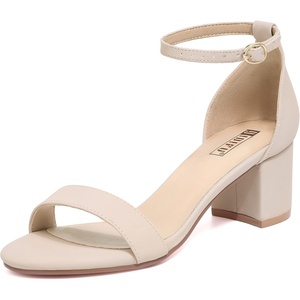 image:imageIDIFU Womens CookieLO Low Block Heels Chunky Sandals Ankle Strap Wedding Dress Pump ShoesCookielo Nude Nubuck