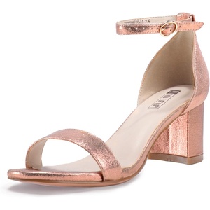 image:imageIDIFU Womens CookieLO Low Block Heels Chunky Sandals Ankle Strap Wedding Dress Pump ShoesCookielo Rose Gold Shiny