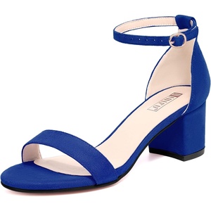 image:imageIDIFU Womens CookieLO Low Block Heels Chunky Sandals Ankle Strap Wedding Dress Pump ShoesCookielo Royal Blue Suede