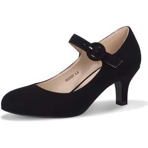 image:imageIDIFU Womens Jessy Dress Mary Jane Shoes Low Kitten Heels Closed Round Toe Office Work Wedding PumpsBlack Nubuck