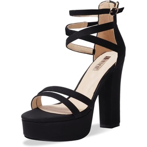 image:imageIDIFU Womens Platform Chunky High Heels Dress Sandals Open Toe Ankle Strap Strappy Wedding Bridal Party Dance Shoes For Women BrideM Black Nubuck