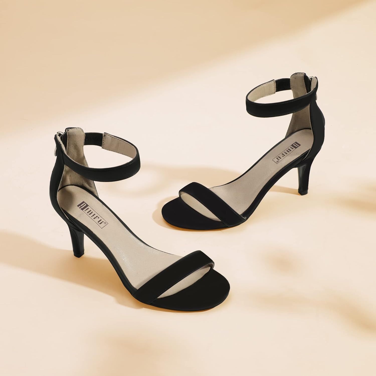 image:imageIDIFU Womens 3 Inch Kitten Heels Dressy Open Toe Heels Ankle Strap Heeled Sandals for Bride Wedding Bridal Shoes On Evening PromBlack Nubuck