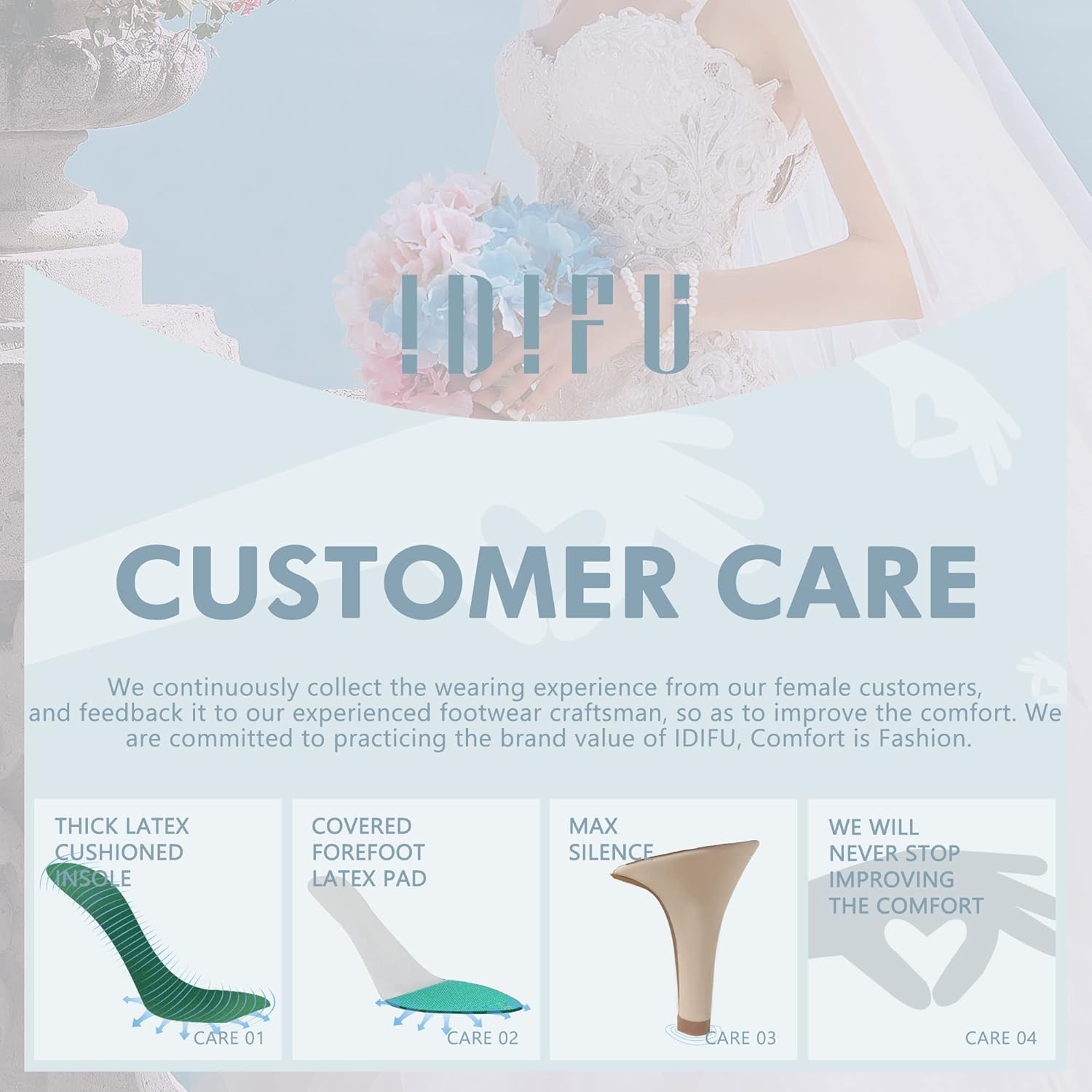 image:imageIDIFU Womens 3 Inch Kitten Heels Dressy Open Toe Heels Ankle Strap Heeled Sandals for Bride Wedding Bridal Shoes On Evening PromRose Gold Shiny