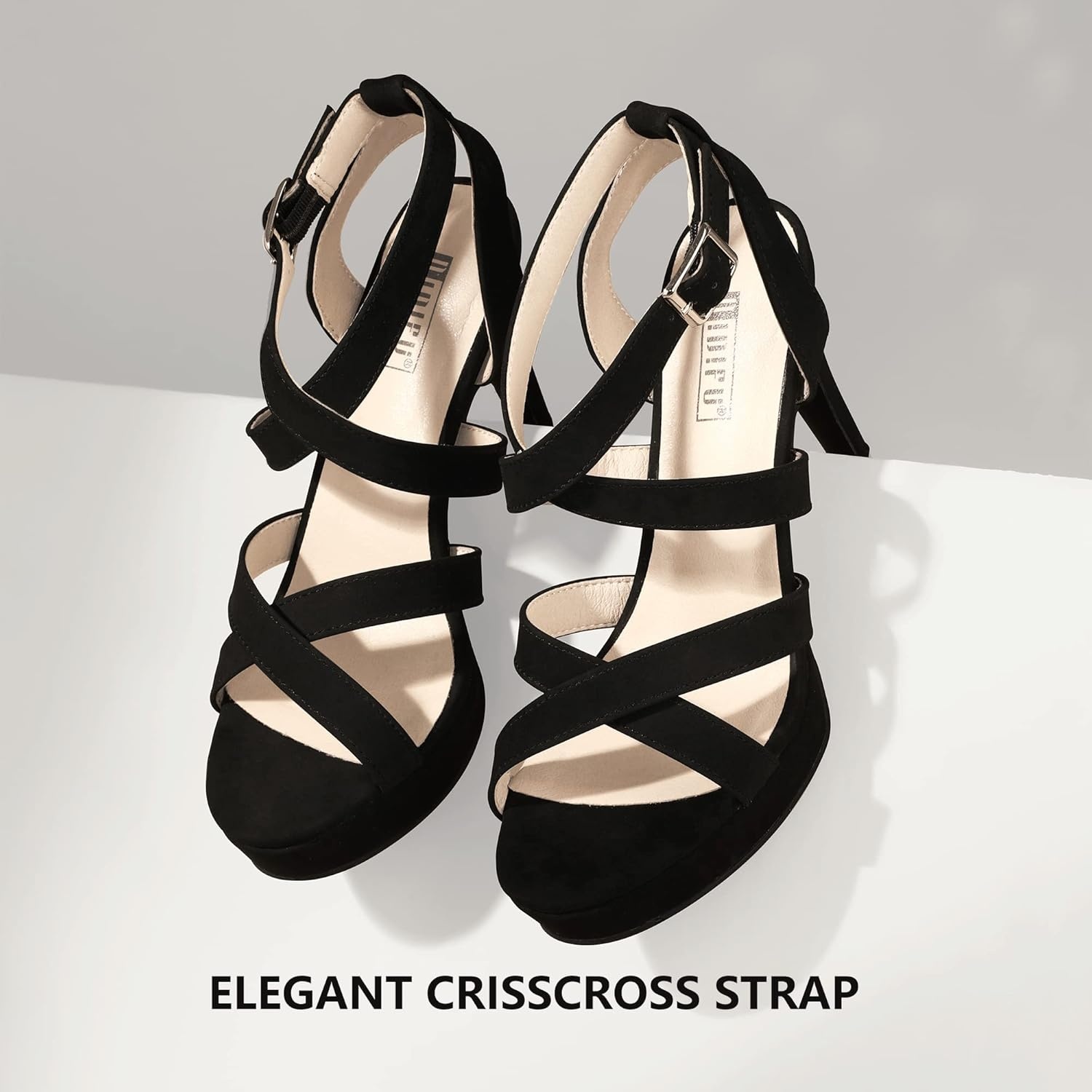 image:imageIDIFU Womens Dress Platform High Heels Strappy Heeled Sandals Open Toe Ankle Strap Shoes for Women Wedding Bridal HomecomingBlack Nubuck