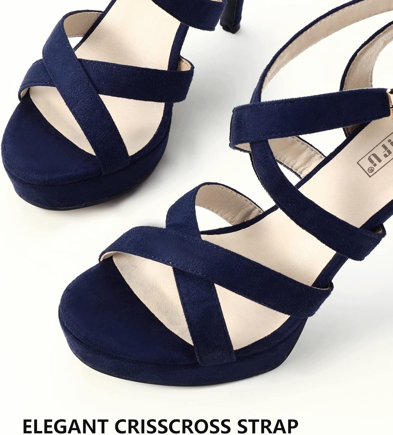 image:imageIDIFU Womens Dress Platform High Heels Strappy Heeled Sandals Open Toe Ankle Strap Shoes for Women Wedding Bridal HomecomingBlue Suede