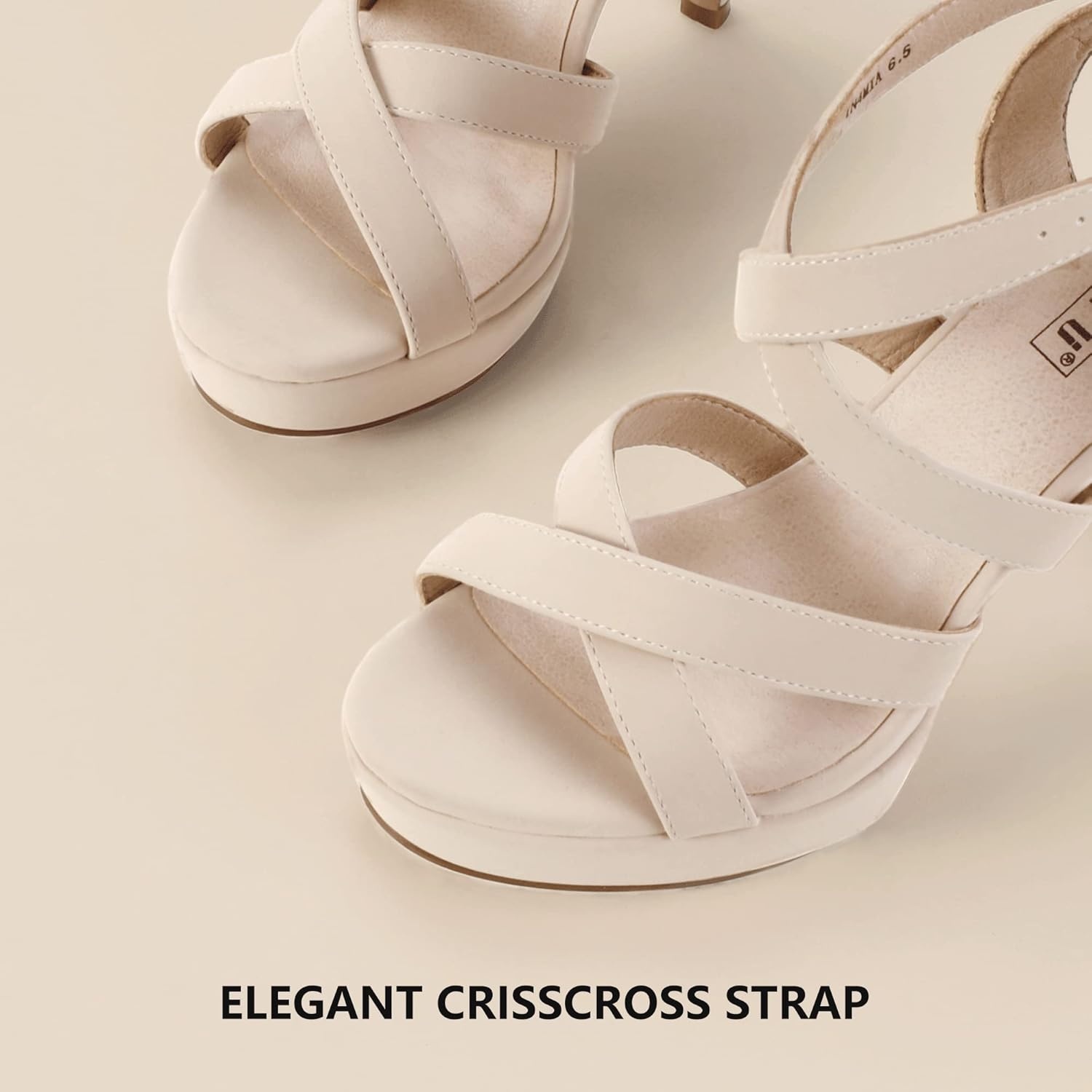 image:imageIDIFU Womens Dress Platform High Heels Strappy Heeled Sandals Open Toe Ankle Strap Shoes for Women Wedding Bridal HomecomingNude Nubuck
