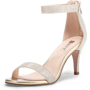 image:imageIDIFU Womens 3 Inch Kitten Heels  Dressy Open Toe Heels Ankle Strap Heeled Sandals for Bride Wedding Bridal Shoes On Evening PromGold Glitter