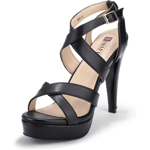 image:imageIDIFU Womens Dress Platform High Heels Strappy Heeled Sandals Open Toe Ankle Strap Shoes for Women Wedding Bridal HomecomingBlack Pu