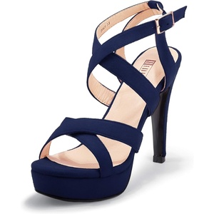 image:imageIDIFU Womens Dress Platform High Heels Strappy Heeled Sandals Open Toe Ankle Strap Shoes for Women Wedding Bridal HomecomingBlue Suede