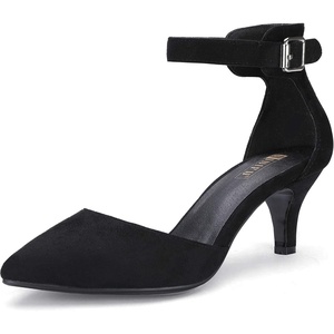 image:imageIDIFU Womens IN3 DOrsay Pumps Low Kitten Heels for Women Dress Shoes Pointed Closed Toe Wedding Bride Ankle Strap Dressy Silver Black Nude White Gold Heels for WomenBlack Suede