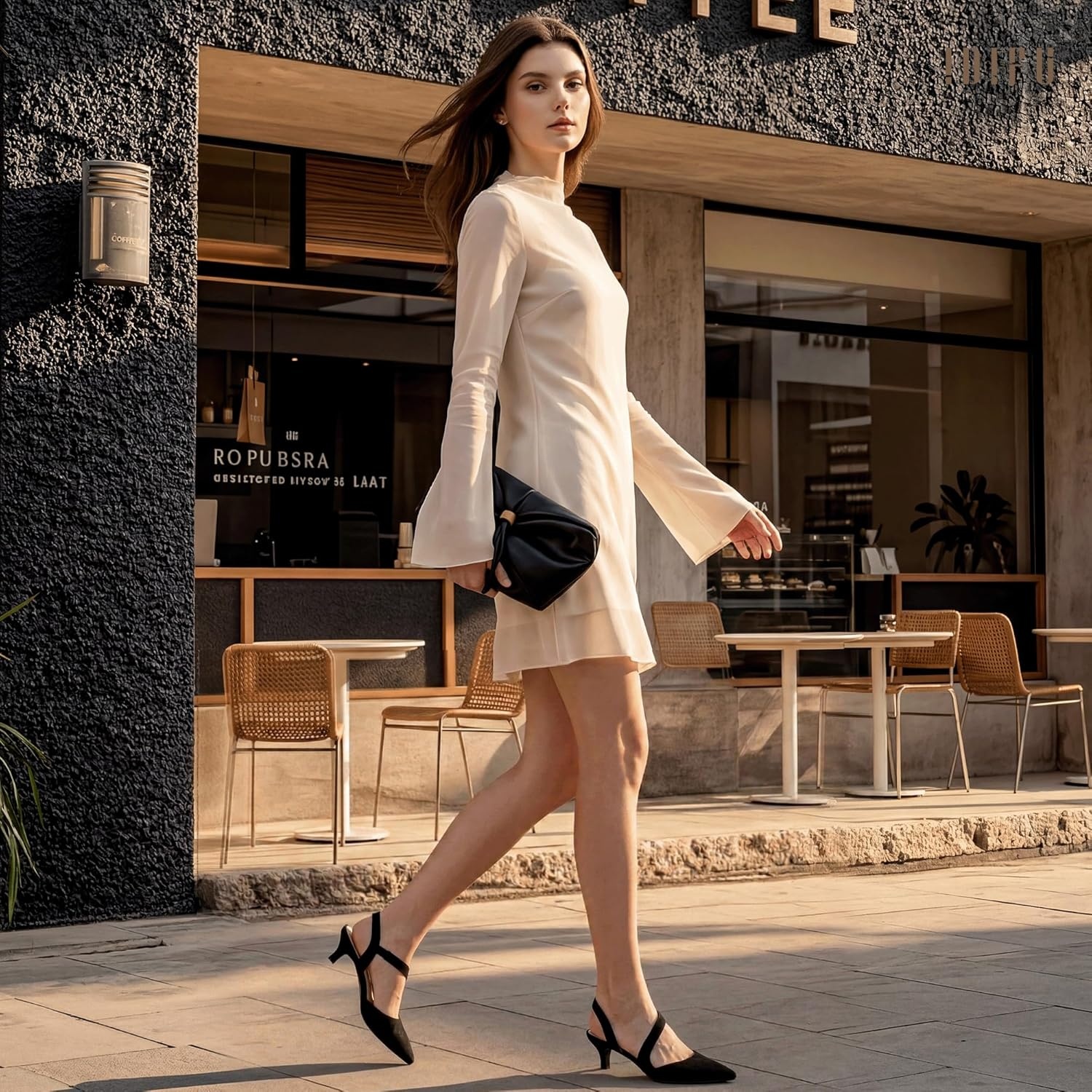 image:imageIDIFU IN2 Kitten Closed Toe Heels Slingback Low Short Pointed Pumps Small Comfortable Work Dress Shoes for Women Wedding Prom Graduation Heel Formal Cute Ladies Pumps ShoesBlack Nubuck