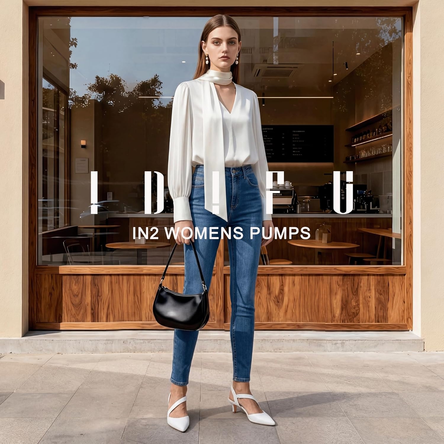 image:imageIDIFU IN2 Kitten Closed Toe Heels Slingback Low Short Pointed Pumps Small Comfortable Work Dress Shoes for Women Wedding Prom Graduation Heel Formal Cute Ladies Pumps ShoesWhite Pu