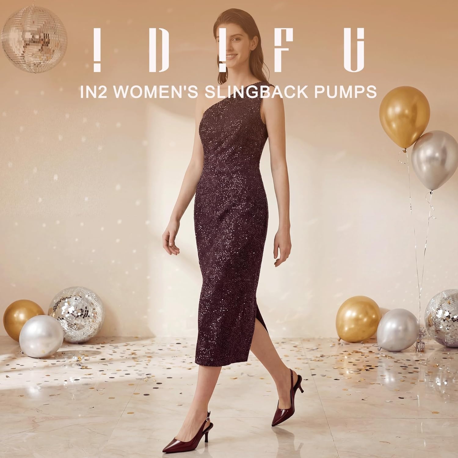 image:imageIDIFU IN2 Kitten Heels Slingback Dress Shoes for Women Low Closed Pointed Toe Small Heels Ladies Brides Dressy Wedding Formal Office Party Evening Prom Comfortable Classy Trendy Cute Pumps ShoesRed Pat