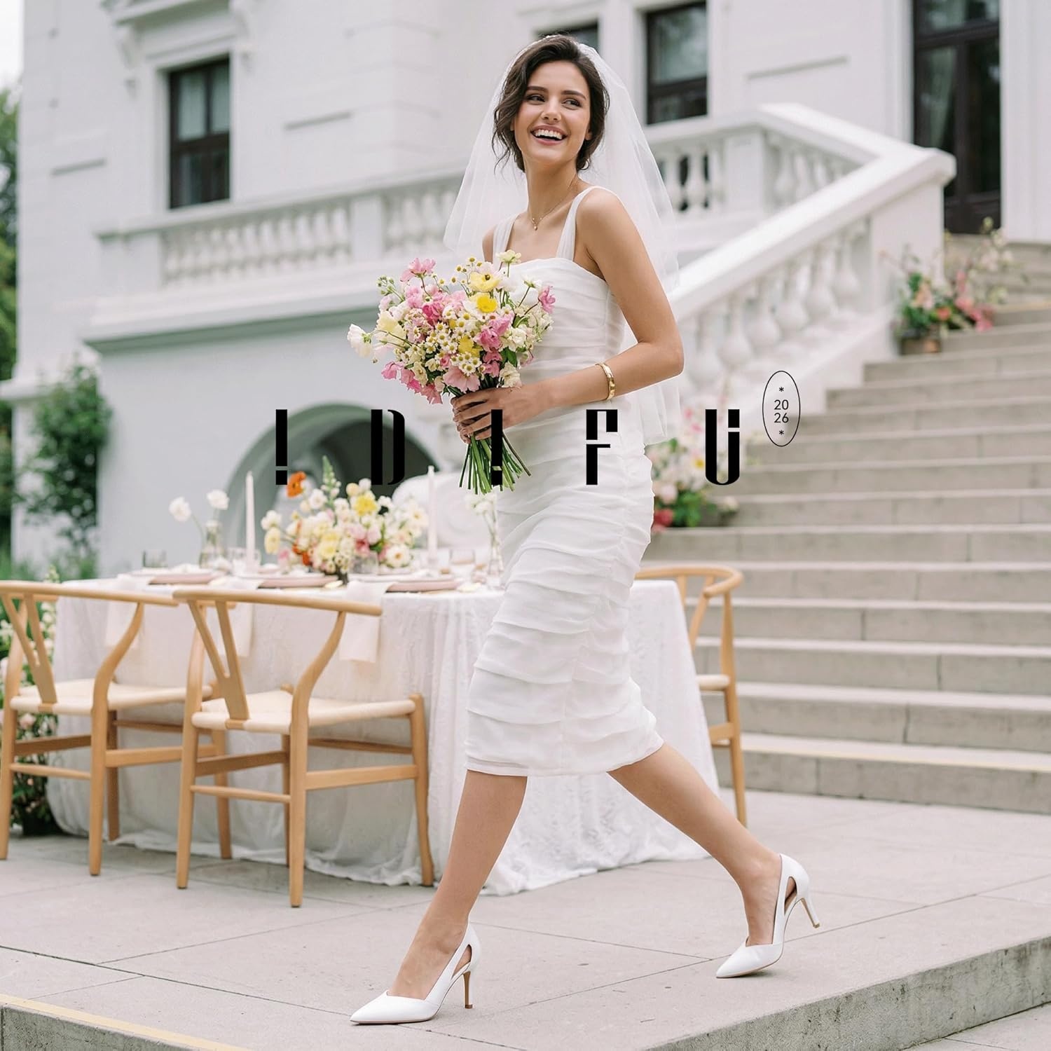 image:imageIDIFU IN3 Closed Pointed Toe Heels Womens Pumps Stiletto Kitten Heel Comfortable Cut Out Dress Shoes for Women Wedding Bridal Prom Office Casual Fashion Cute Classic Pumps ShoesWhite Pu