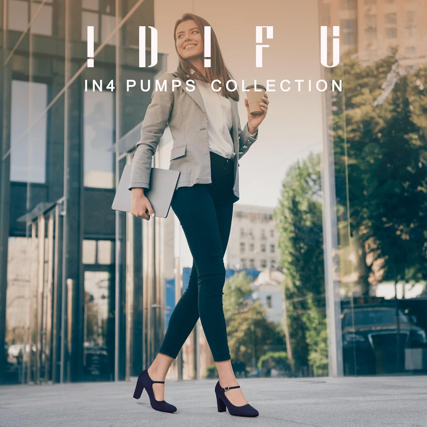 image:imageIDIFU IN4 Womens Pumps Mary Jane Dress Shoes for Women Closed Toe Heels High Chunky Block Heels Dressy Wedding Bride Prom Graduation Business Heels Comfortable Formal Vintage Round Toe Pumps ShoesNavy Blue Suede