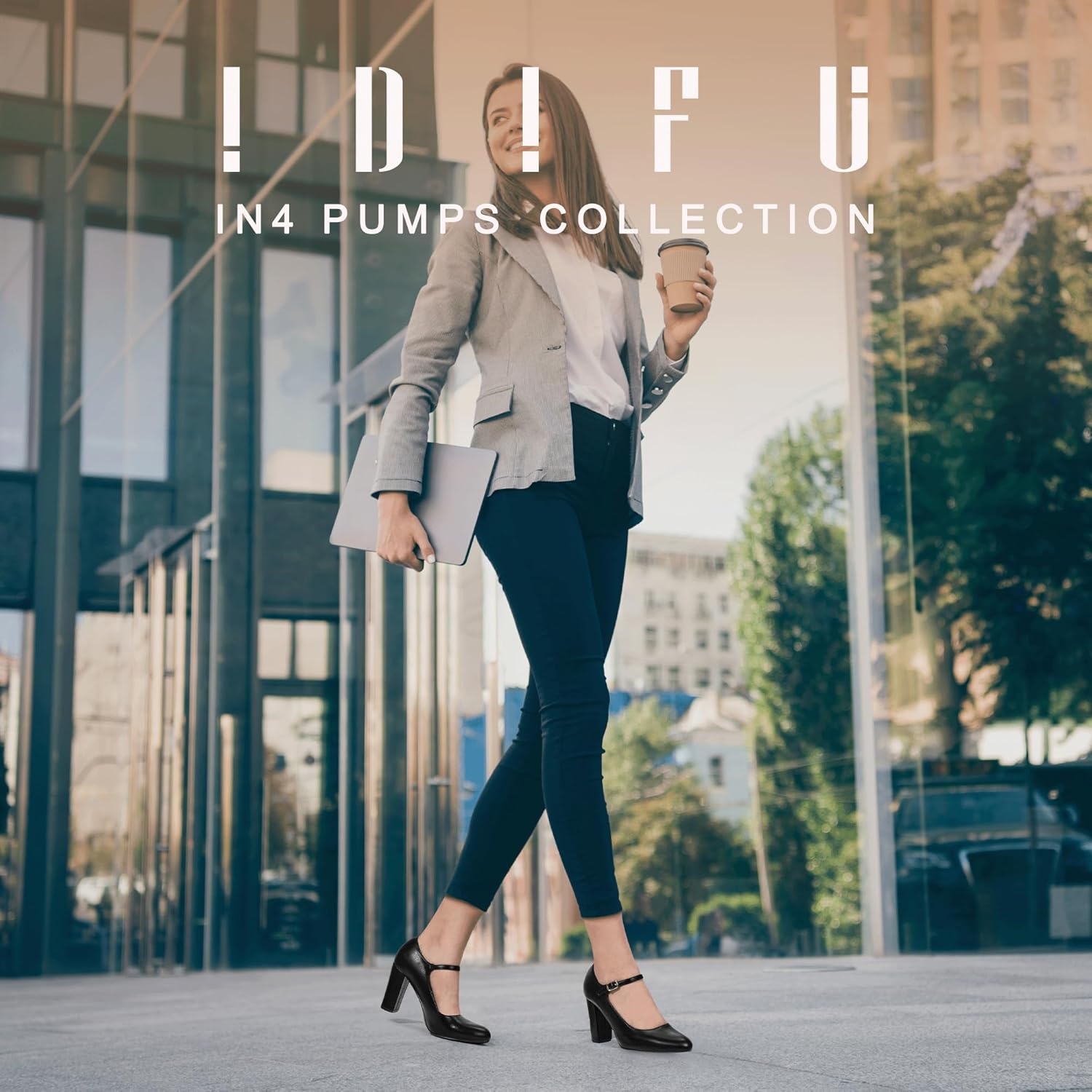 image:imageIDIFU IN4 Womens Pumps Mary Jane Dress Shoes for Women Closed Toe Heels High Chunky Block Heels Dressy Wedding Bride Prom Graduation Business Heels Comfortable Formal Vintage Round Toe Pumps ShoesBlack Pu