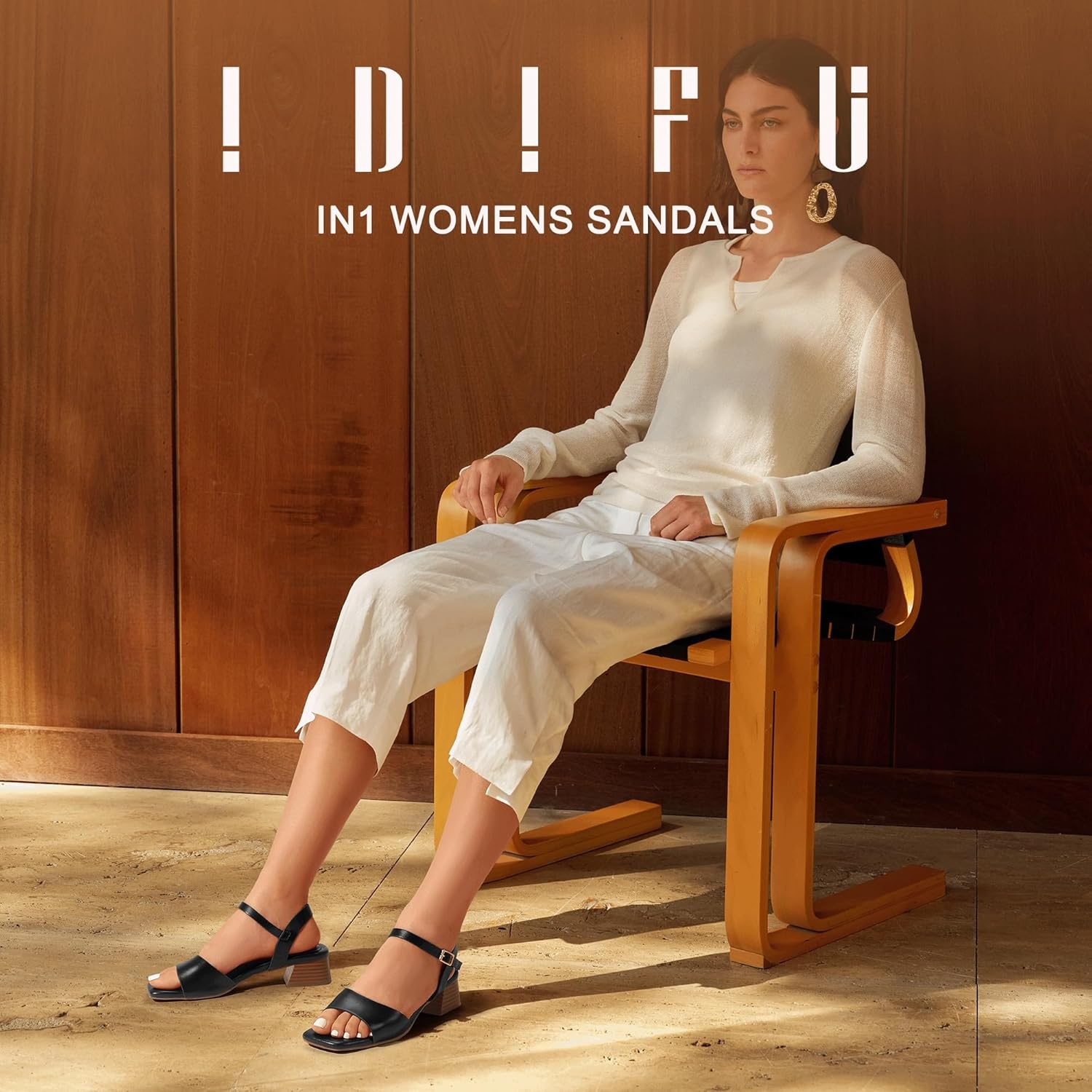 image:imageIDIFU Low Heels for Women Square Toe Chunky Block Heeled Sandals Ankle Strap Open Toe Dress Shoes Wedding Bride Bridal Prom Evening Party Comfortable Dressy Casual Cute Short HeelsBlack Pu