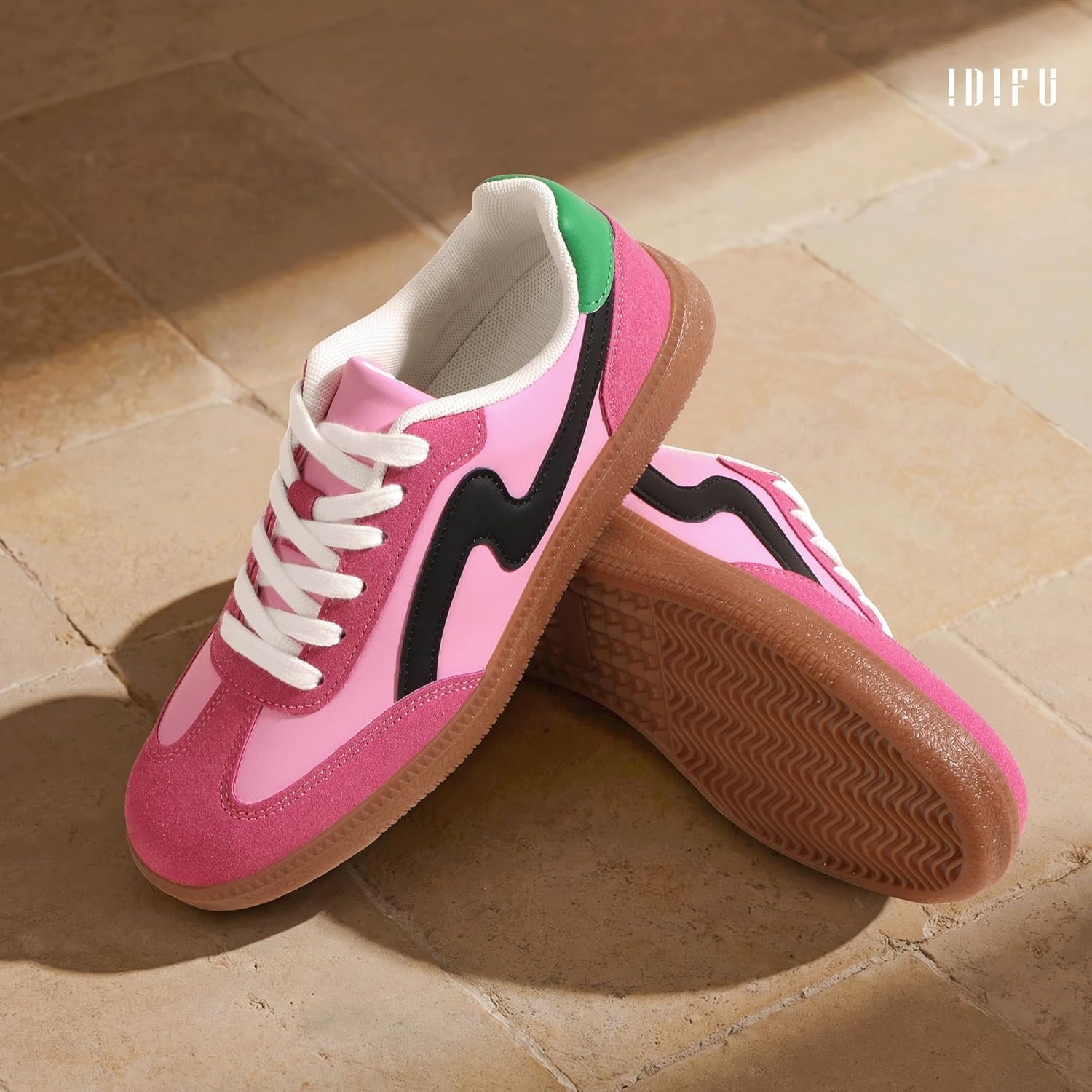 image:imageIDIFU Womens Fashion Sneakers Comfortable Cute Casual Tennis Shoes Non Slip Memory Foam Lightweight Trendy Retro SneakersHotpink