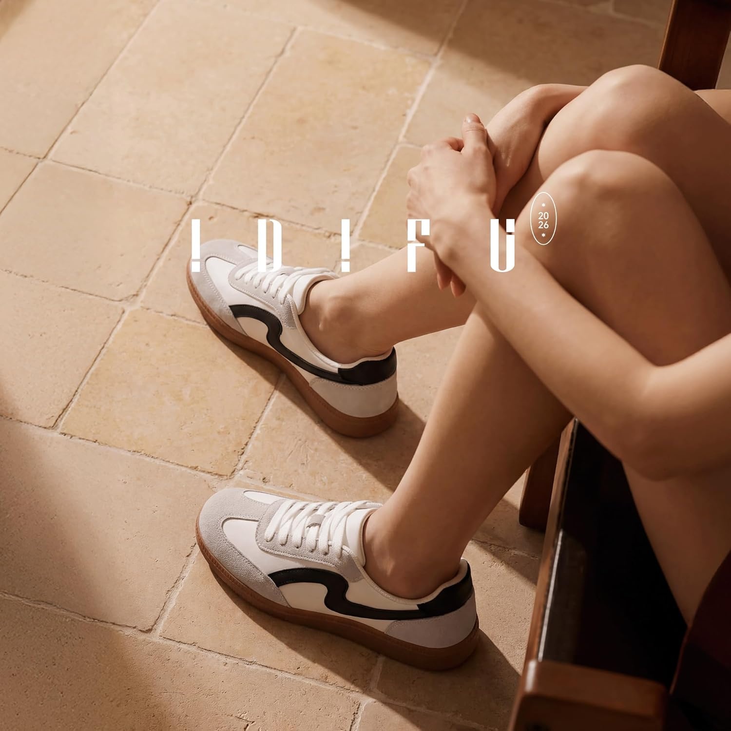 image:imageIDIFU Womens Fashion Sneakers Comfortable Cute Casual Tennis Shoes Non Slip Memory Foam Lightweight Trendy Retro SneakersWhite