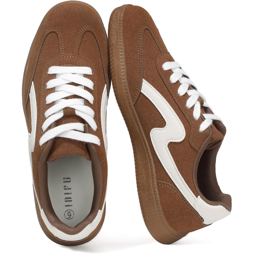 image:imageIDIFU Womens Fashion Sneakers Comfortable Cute Casual Tennis Shoes Non Slip Memory Foam Lightweight Trendy Retro SneakersBrown2