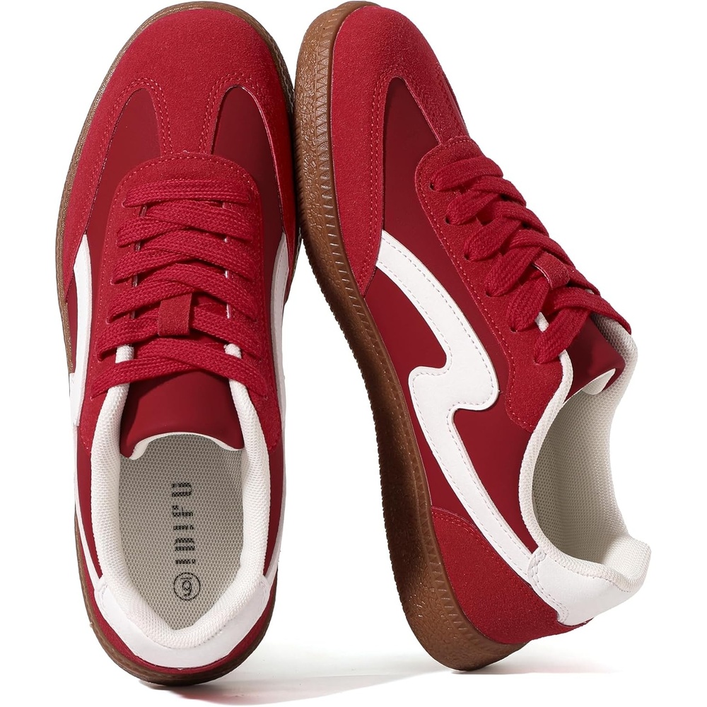 image:imageIDIFU Womens Fashion Sneakers Comfortable Cute Casual Tennis Shoes Non Slip Memory Foam Lightweight Trendy Retro SneakersRed