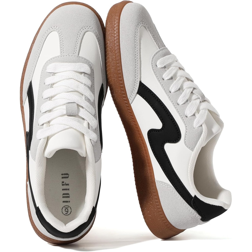 image:imageIDIFU Womens Fashion Sneakers Comfortable Cute Casual Tennis Shoes Non Slip Memory Foam Lightweight Trendy Retro SneakersWhite