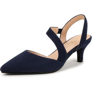 image:imageIDIFU IN2 Kitten Closed Toe Heels Slingback Low Short Pointed Pumps Small Comfortable Work Dress Shoes for Women Wedding Prom Graduation Heel Formal Cute Ladies Pumps ShoesNavy Blue Suede