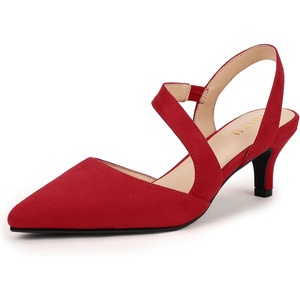 image:imageIDIFU IN2 Kitten Closed Toe Heels Slingback Low Short Pointed Pumps Small Comfortable Work Dress Shoes for Women Wedding Prom Graduation Heel Formal Cute Ladies Pumps ShoesRed Suede