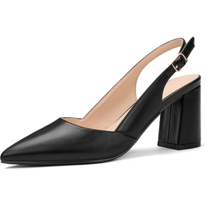 image:imageIDIFU IN3 Womens Slingback Heels Closed Pointed Toe Chunky Low Heel Dress Pumps Comfort Bridal Wedding Party Prom Work Office Business Pumps ShoesBlack Pu