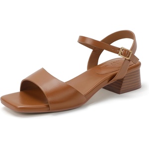 image:imageIDIFU Low Heels for Women Square Toe Chunky Block Heeled Sandals Ankle Strap Open Toe Dress Shoes Wedding Bride Bridal Prom Evening Party Comfortable Dressy Casual Cute Short HeelsBrown Pu