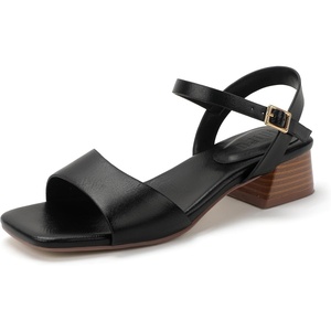 image:imageIDIFU Low Heels for Women Square Toe Chunky Block Heeled Sandals Ankle Strap Open Toe Dress Shoes Wedding Bride Bridal Prom Evening Party Comfortable Dressy Casual Cute Short HeelsBlack Pu