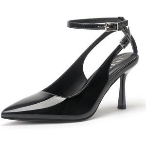 image:imageIDIFU Slingback Heels for Women Pumps Closed Toe High Stiletto Heels Pointed Toe Ankle Strap Dress Shoes Wedding Prom Bridal Party Work Fashion Sexy Comfortable PumpsBlack Pat