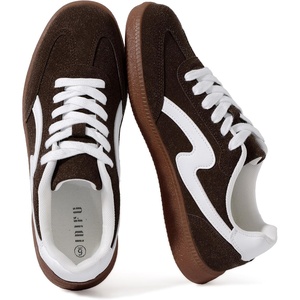 image:imageIDIFU Womens Fashion Sneakers Comfortable Cute Casual Tennis Shoes Non Slip Memory Foam Lightweight Trendy Retro SneakersBrown