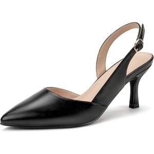 image:imageIDIFU Womens Slingback Kitten Heels Low DOrsay Pumps Closed Pointed Toe Shoes Comfy Dress Wedding Party Evening Bridal 3 Inch HeelsBlack Pu
