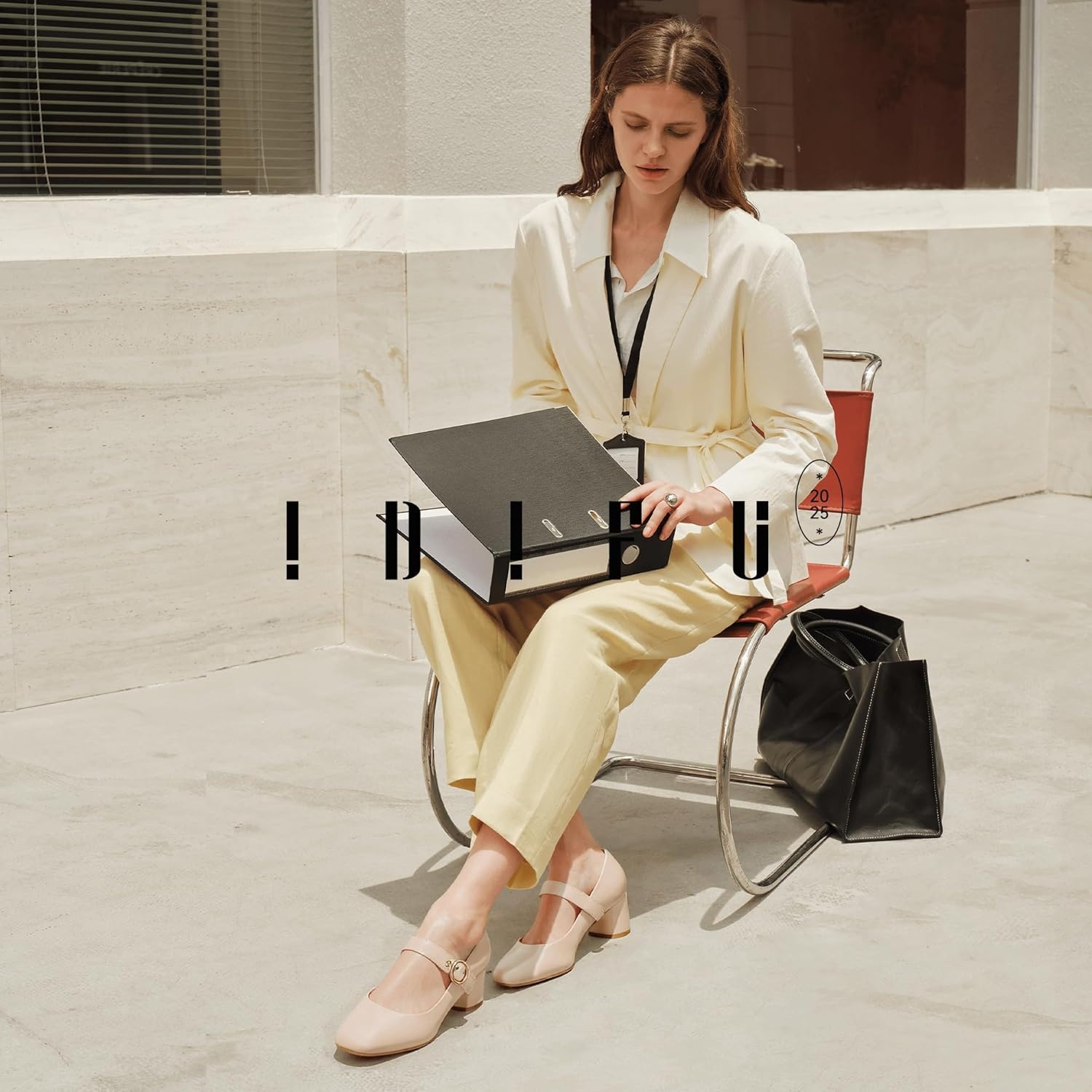 image:imageIDIFU IN2 Mary Jane Shoes Womens Pumps Closed Toe Chunky Block Low Short Heels Work Wedding Prom Comfortable Dress Shoes for Women Cute Vintage Heels Pumps Shoe with BuckleNude Pu