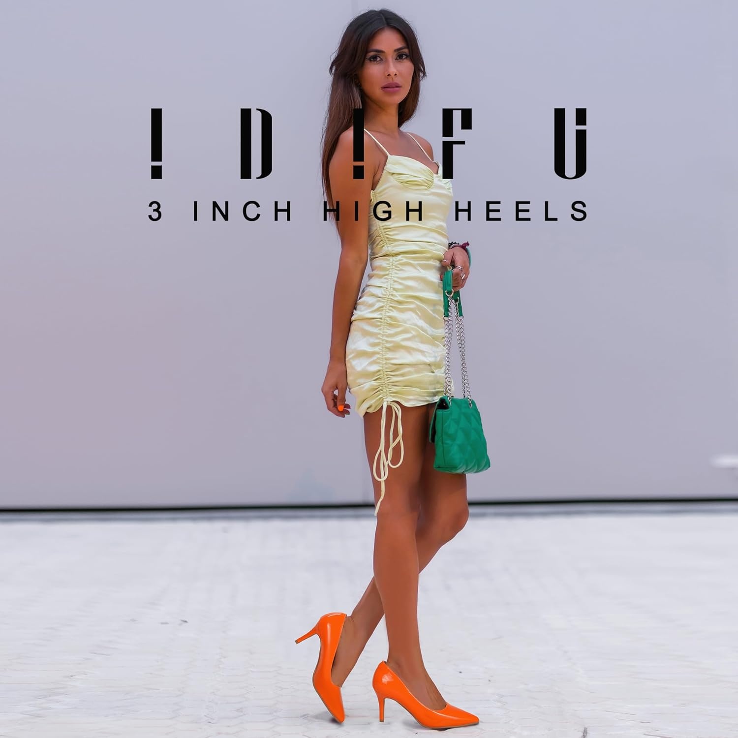 image:imageIDIFU IN3 High Heels Pumps Closed Toe Heels Womens Pumps Stiletto Pointed Toe Dress Shoes Wedding Prom Bridal Work Office Bride Guest Trendy Dressy Fashion Comfortable Pump ShoesOrange Patent