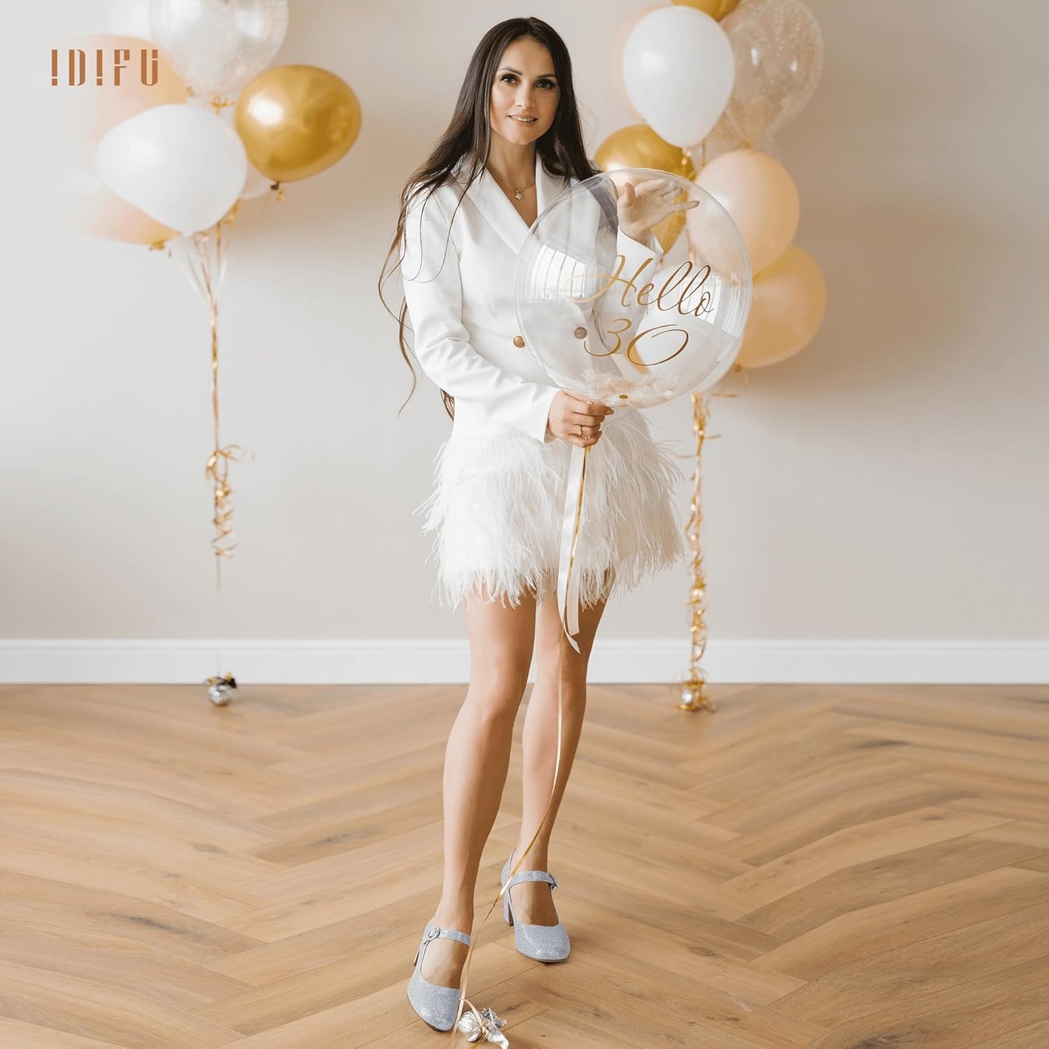 image:imageIDIFU IN3 Mary Jane Pumps Closed Toe Low Short Chunky Block Dress Shoes for Women Wedding Bridal Flight Attendant Heels Formal Cute Round Toe Vintage Small Thick Pumps Heels with Round BuckleSilver Glitter